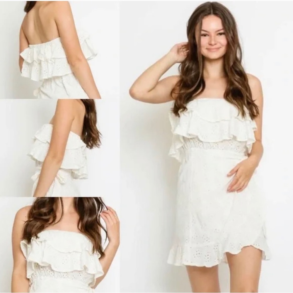 Oliviaceous Eyelet Lace Off White Dress